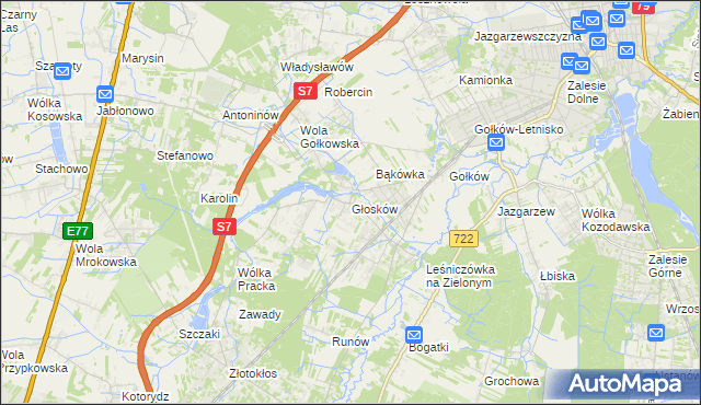 mapa Głosków gmina Piaseczno, Głosków gmina Piaseczno na mapie Targeo