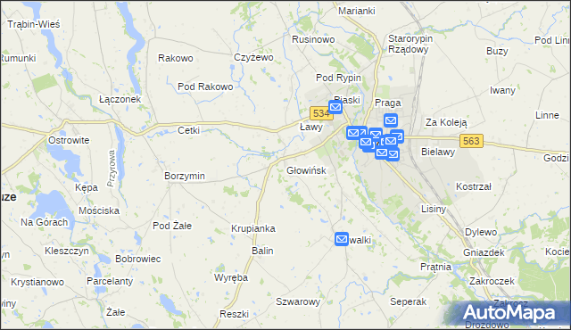 mapa Głowińsk, Głowińsk na mapie Targeo