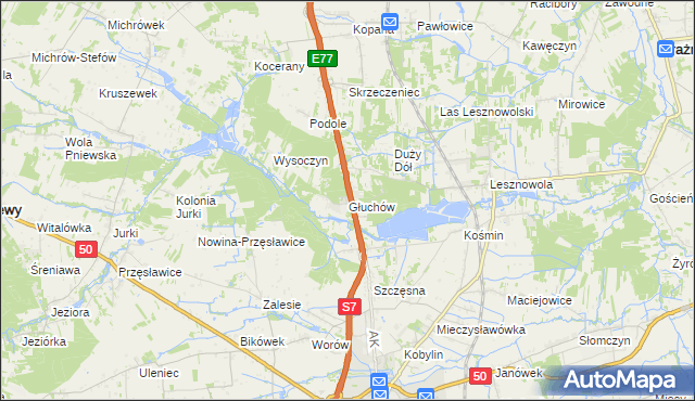 mapa Głuchów gmina Grójec, Głuchów gmina Grójec na mapie Targeo