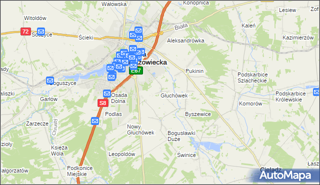 mapa Głuchówek gmina Rawa Mazowiecka, Głuchówek gmina Rawa Mazowiecka na mapie Targeo