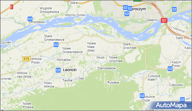 mapa Głusk gmina Leoncin, Głusk gmina Leoncin na mapie Targeo