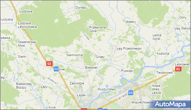 mapa Gnaty gmina Lelis, Gnaty gmina Lelis na mapie Targeo