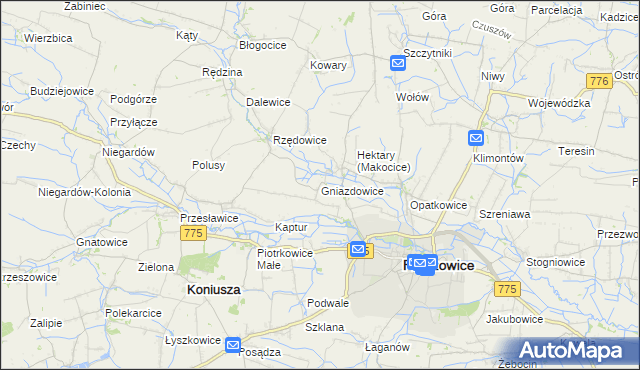 mapa Gniazdowice, Gniazdowice na mapie Targeo