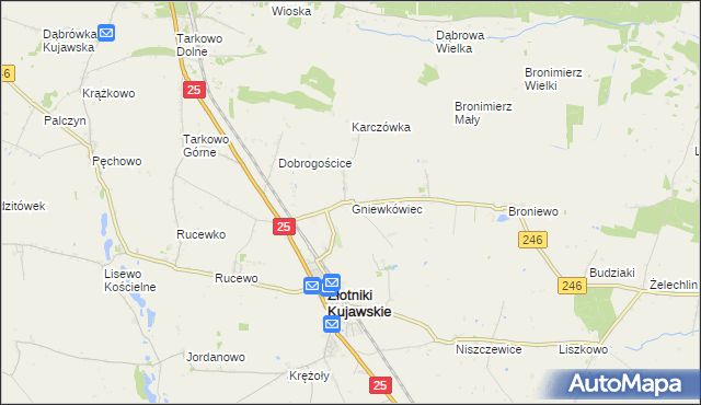 mapa Gniewkówiec, Gniewkówiec na mapie Targeo