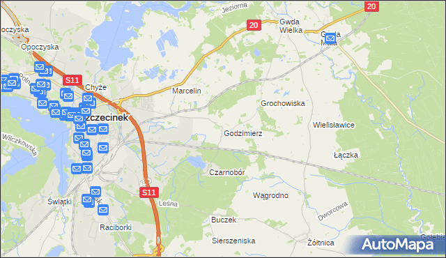 mapa Godzimierz gmina Szczecinek, Godzimierz gmina Szczecinek na mapie Targeo