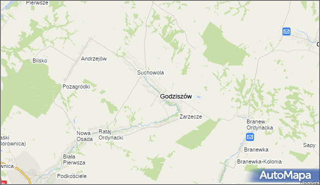 mapa Godziszów powiat janowski, Godziszów powiat janowski na mapie Targeo