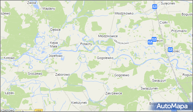 mapa Gogolewko gmina Książ Wielkopolski, Gogolewko gmina Książ Wielkopolski na mapie Targeo