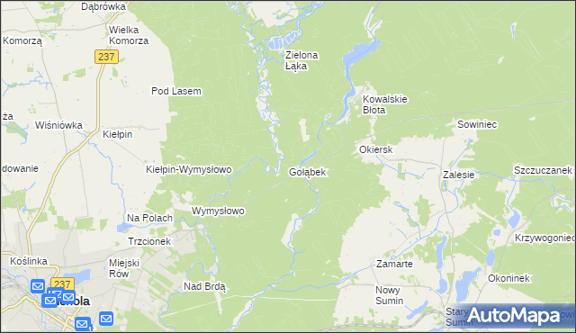 mapa Gołąbek gmina Cekcyn, Gołąbek gmina Cekcyn na mapie Targeo