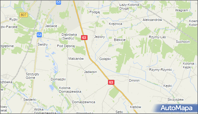 mapa Gołąbki gmina Łuków, Gołąbki gmina Łuków na mapie Targeo