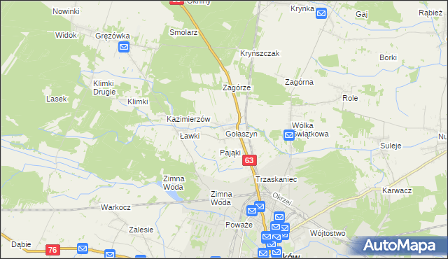 mapa Gołaszyn gmina Łuków, Gołaszyn gmina Łuków na mapie Targeo