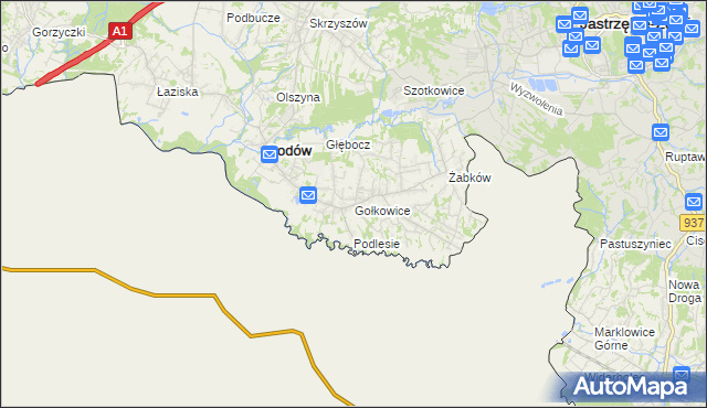mapa Gołkowice gmina Godów, Gołkowice gmina Godów na mapie Targeo