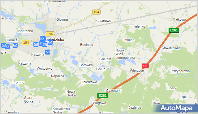 mapa Gołunin, Gołunin na mapie Targeo