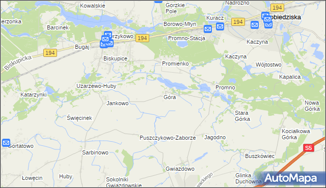 mapa Góra gmina Pobiedziska, Góra gmina Pobiedziska na mapie Targeo
