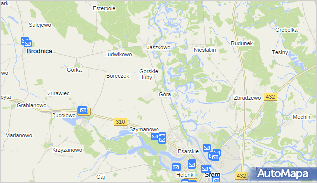 mapa Góra gmina Śrem, Góra gmina Śrem na mapie Targeo