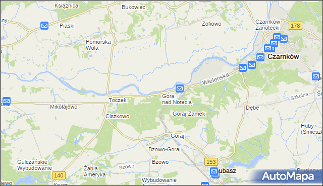 mapa Góra nad Notecią, Góra nad Notecią na mapie Targeo