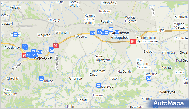 mapa Góra Ropczycka, Góra Ropczycka na mapie Targeo