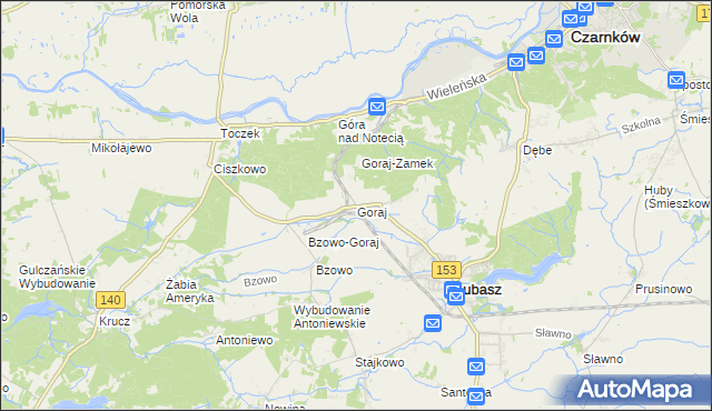 mapa Goraj gmina Lubasz, Goraj gmina Lubasz na mapie Targeo