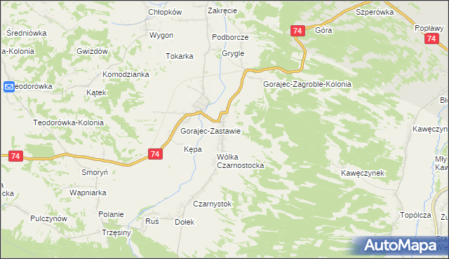 mapa Gorajec-Zagroble, Gorajec-Zagroble na mapie Targeo