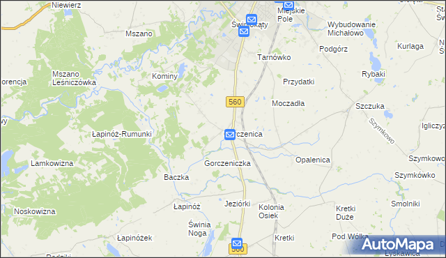 mapa Gorczenica, Gorczenica na mapie Targeo
