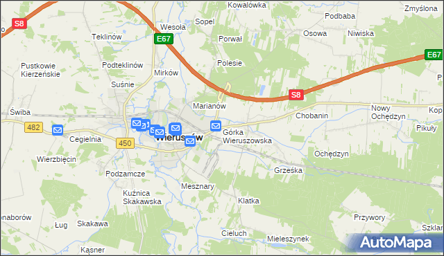 mapa Górka Wieruszowska, Górka Wieruszowska na mapie Targeo