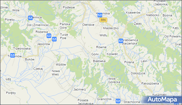 mapa Górki gmina Brzozów, Górki gmina Brzozów na mapie Targeo