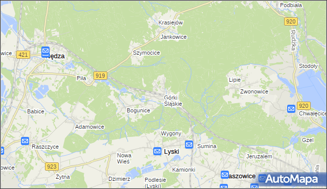 mapa Górki Śląskie, Górki Śląskie na mapie Targeo