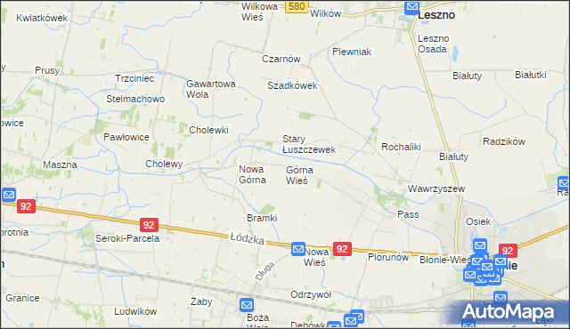 mapa Górna Wieś gmina Błonie, Górna Wieś gmina Błonie na mapie Targeo