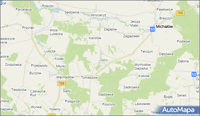 mapa Góry gmina Michałów, Góry gmina Michałów na mapie Targeo
