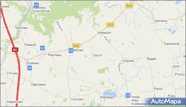 mapa Goryń gmina Płużnica, Goryń gmina Płużnica na mapie Targeo