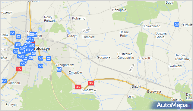 mapa Gorzupia gmina Krotoszyn, Gorzupia gmina Krotoszyn na mapie Targeo