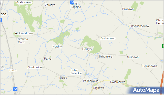 mapa Gorzyce gmina Żnin, Gorzyce gmina Żnin na mapie Targeo