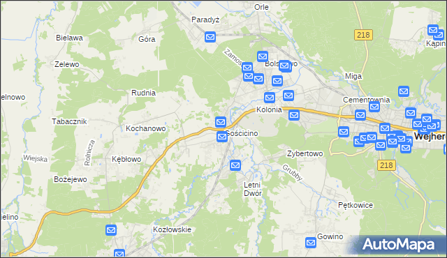 mapa Gościcino, Gościcino na mapie Targeo