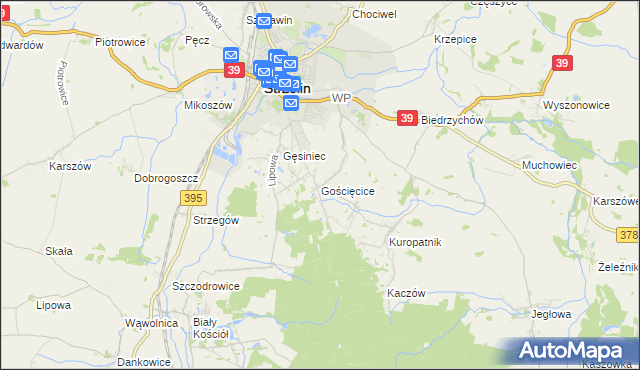 mapa Gościęcice, Gościęcice na mapie Targeo