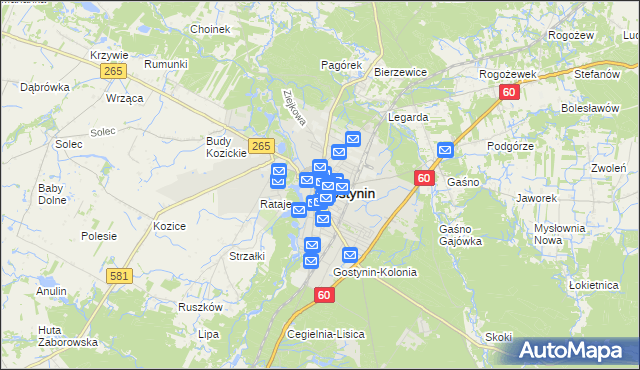 mapa Gostynin, Gostynin na mapie Targeo