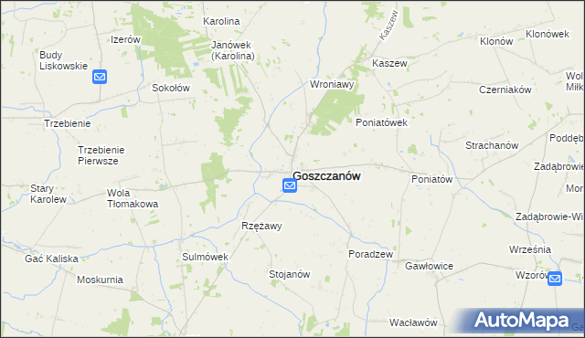 mapa Goszczanów, Goszczanów na mapie Targeo