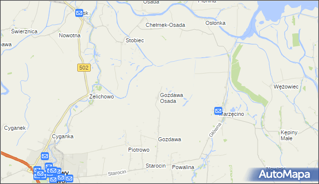 mapa Gozdawa Osada, Gozdawa Osada na mapie Targeo