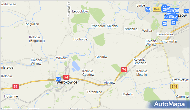 mapa Gozdów gmina Werbkowice, Gozdów gmina Werbkowice na mapie Targeo