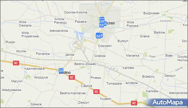 mapa Grabów gmina Żychlin, Grabów gmina Żychlin na mapie Targeo