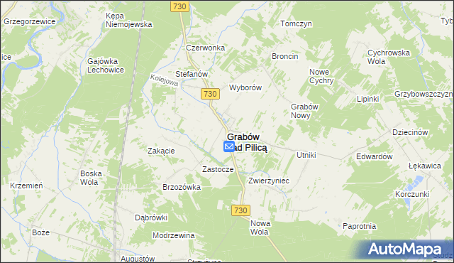 mapa Grabów nad Pilicą, Grabów nad Pilicą na mapie Targeo