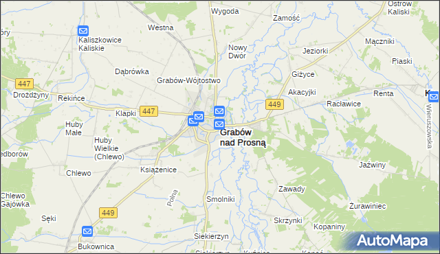 mapa Grabów nad Prosną, Grabów nad Prosną na mapie Targeo