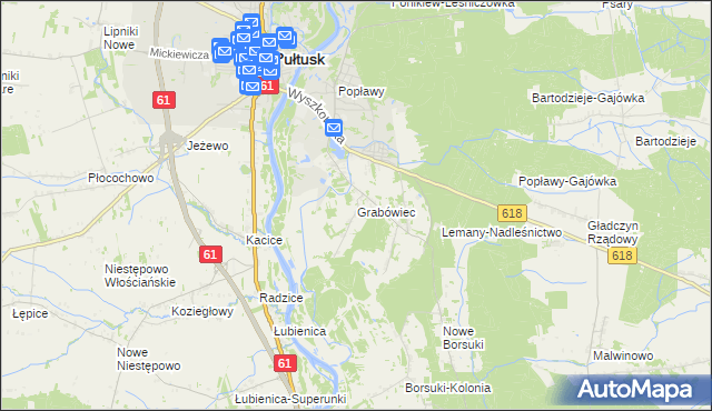 mapa Grabówiec gmina Pułtusk, Grabówiec gmina Pułtusk na mapie Targeo