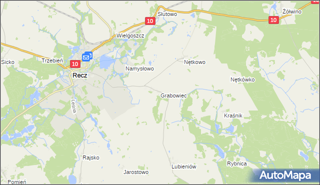 mapa Grabowiec gmina Recz, Grabowiec gmina Recz na mapie Targeo