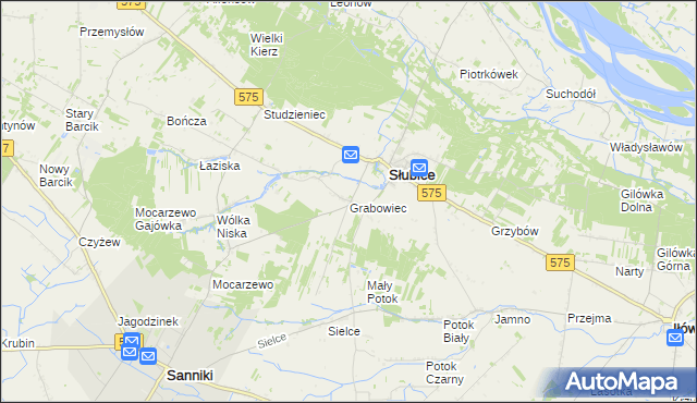 mapa Grabowiec gmina Słubice, Grabowiec gmina Słubice na mapie Targeo