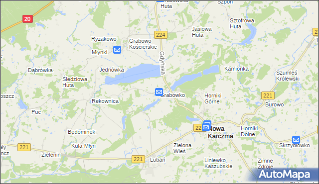 mapa Grabówko gmina Nowa Karczma, Grabówko gmina Nowa Karczma na mapie Targeo