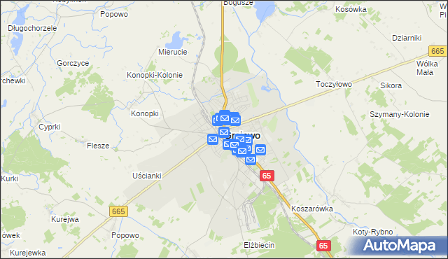 mapa Grajewo, Grajewo na mapie Targeo