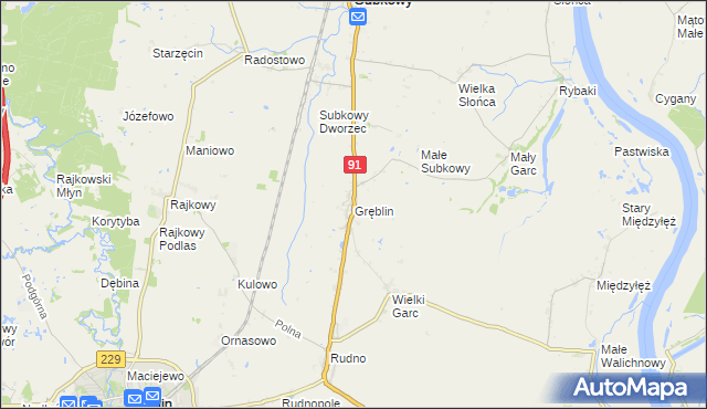 mapa Gręblin, Gręblin na mapie Targeo
