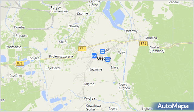 mapa Grębów powiat tarnobrzeski, Grębów powiat tarnobrzeski na mapie Targeo