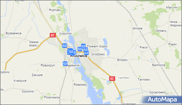 mapa Grodztwo gmina Kruszwica, Grodztwo gmina Kruszwica na mapie Targeo