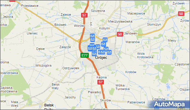 mapa Grójec, Grójec na mapie Targeo