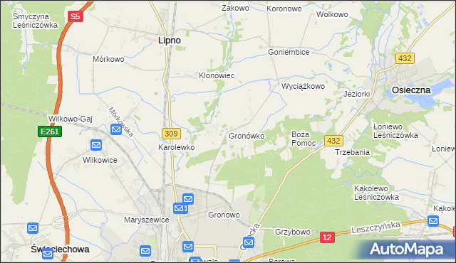 mapa Gronówko gmina Lipno, Gronówko gmina Lipno na mapie Targeo